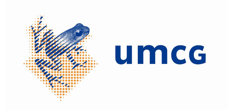 UMCG logo with an abstract orange dot pattern forming a shape and a blue birdlike figure beside the blue 'umcg' text.